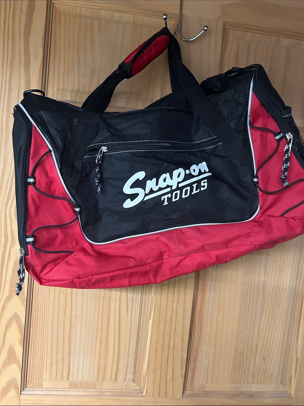 Snap-on Tools Red and Black Men's Duffel Bag with Multiple Compartments
